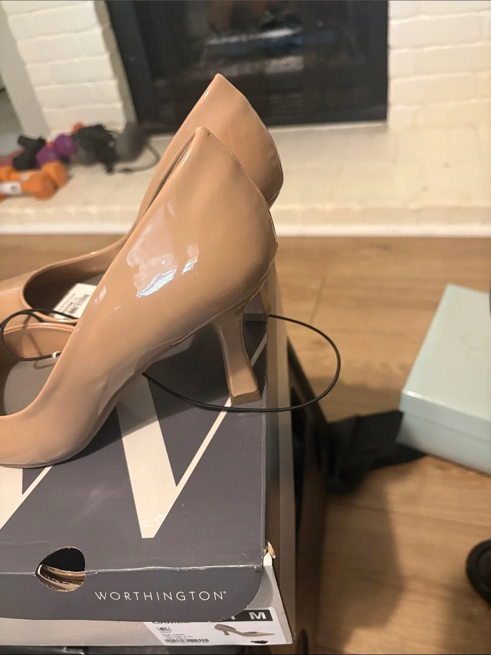 Worthington Nude Patent Pointed-Toe Pumps
